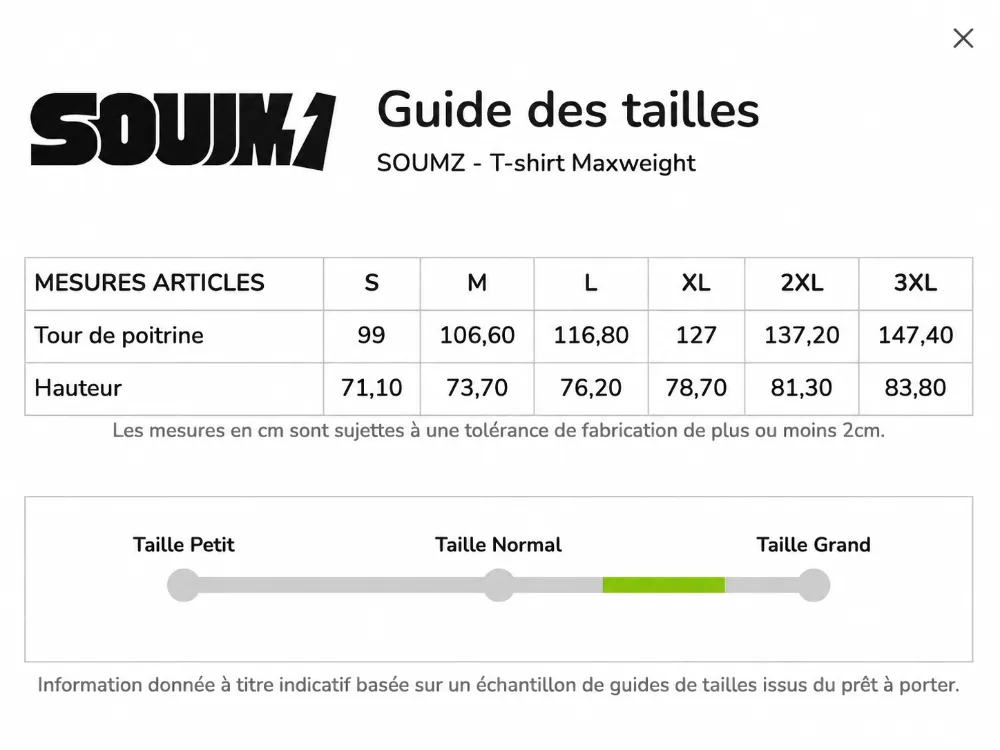 Guide des tailles — Oversize noir